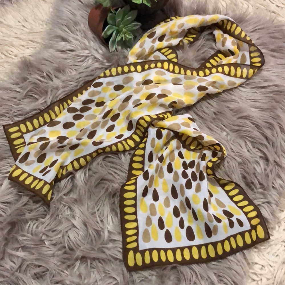 Vintage Scarf-58x10-Yellow/Brown/White